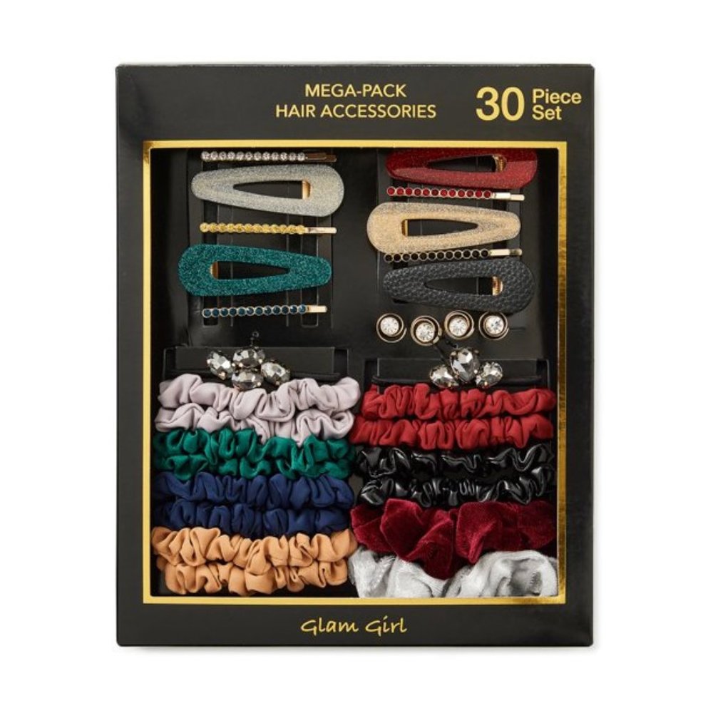 New Girl's Women's Mega Hair Pack, 30-Piece Set Jewel Tones
